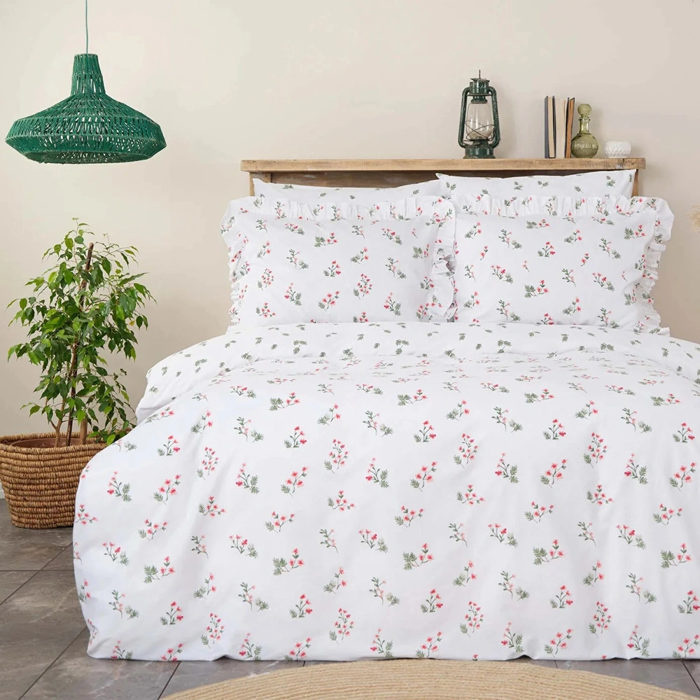 Karaca Home Silvie Fırfırlı %100 Pamuk Tek Kişilik Kişilik Nevresim Takımı Kırmızı görseli 1