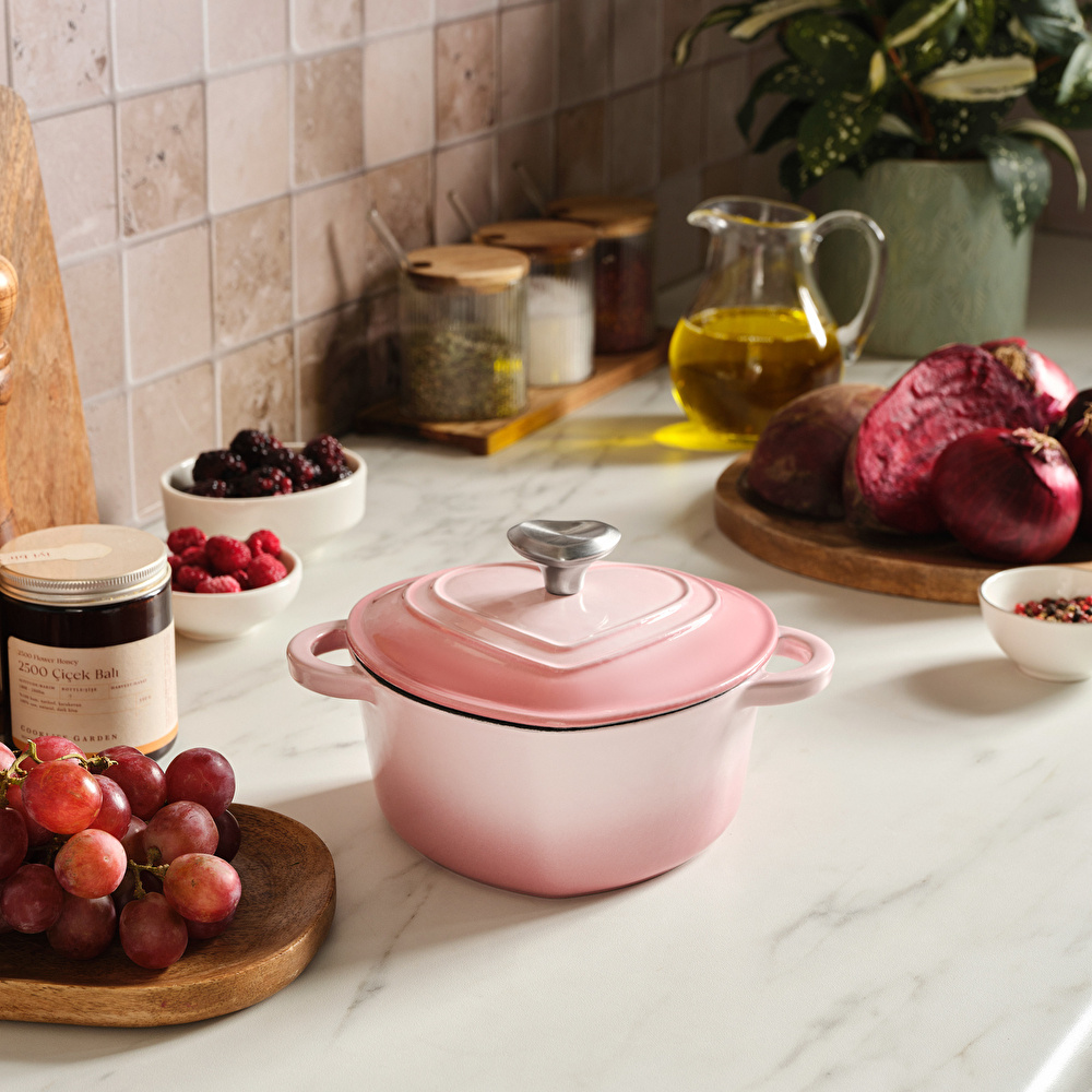 Karaca Love Emayeli Demir Döküm Tencere 16 cm thumbnail 6