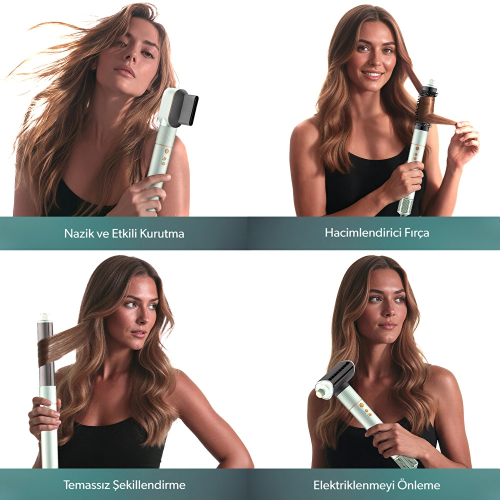 Homend Hairmony 4606h Plus Saç Kurutma ve Şekillendirme Seti Su Yeşili görseli 3