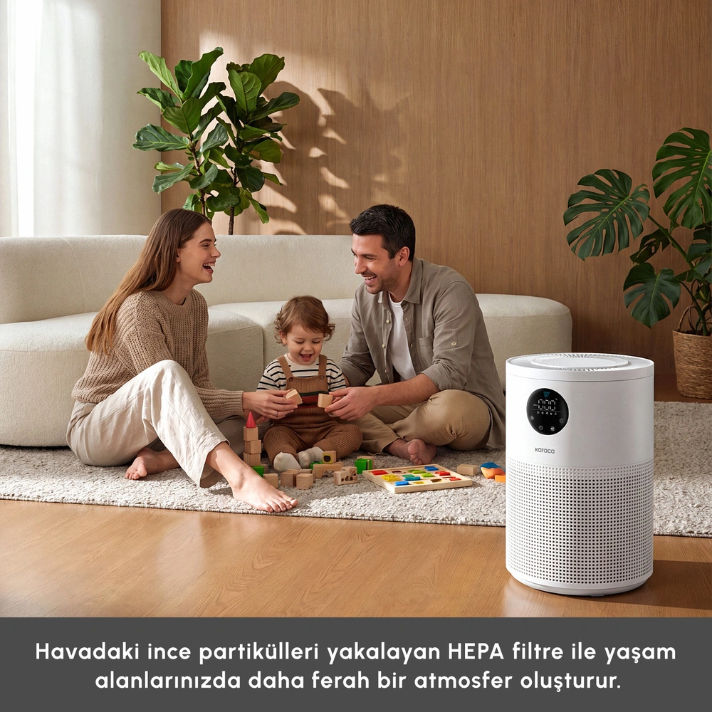 Karaca Oksijen Plus S1 Compact Hava Temizleyici HEPA Filtreli (True HEPA / H13) ve Akıllı Lazer Sensörlü Matte White görseli 5