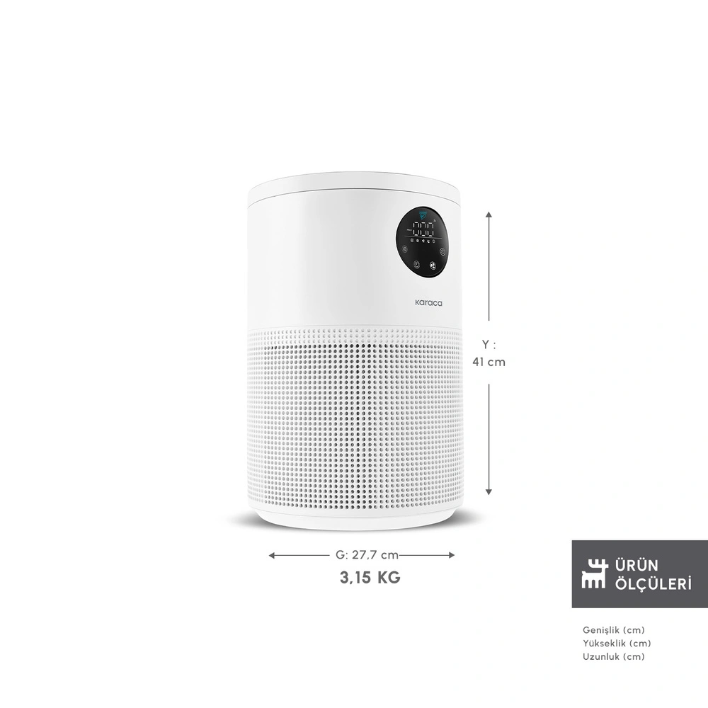 Karaca Oksijen Plus S1 Compact Hava Temizleyici HEPA Filtreli (True HEPA / H13) ve Akıllı Lazer Sensörlü Matte White görseli 2
