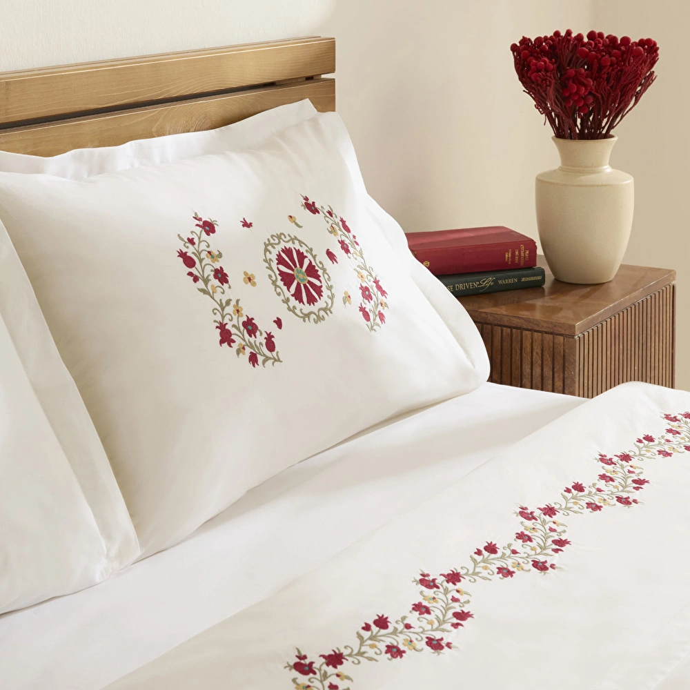 Karaca Home Layali Nakışlı Çift Kişilik Nevresim Takımı Beyaz görseli 7
