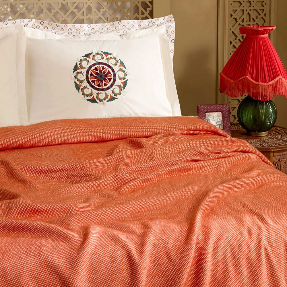Karaca Home Andalisa %100 Pamuk Nakışlı Çift Kişilik Nish Set Bordo görseli 1