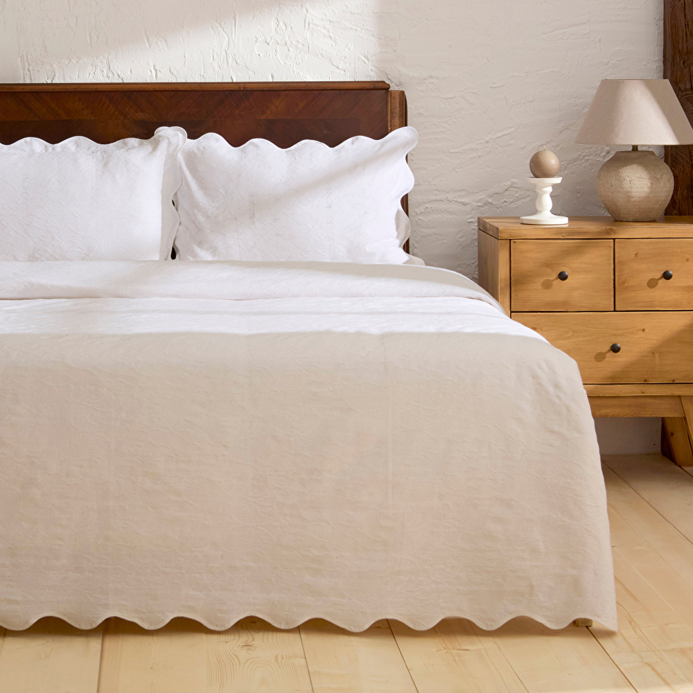 Karaca Home Marıbel %100 Pamuk Yatak Örtüsü Takımı Beyaz görseli 2