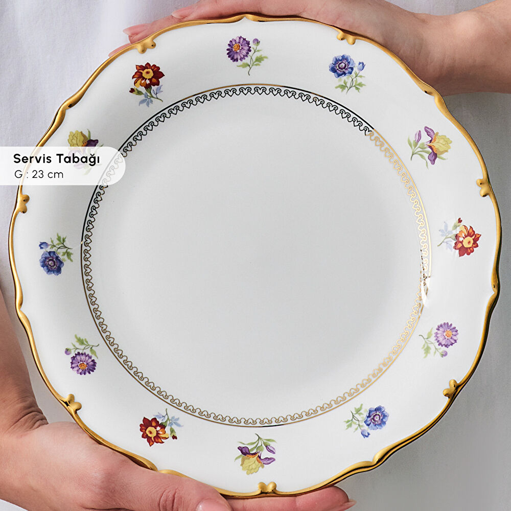 Karaca Royal Bone Diana 32 Parça 6 Kişilik Kahvaltı Takımı Gold thumbnail 7