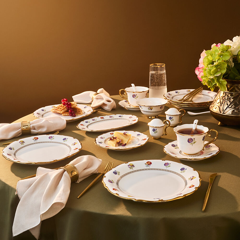 Karaca Royal Bone Diana 32 Parça 6 Kişilik Kahvaltı Takımı Gold thumbnail 5