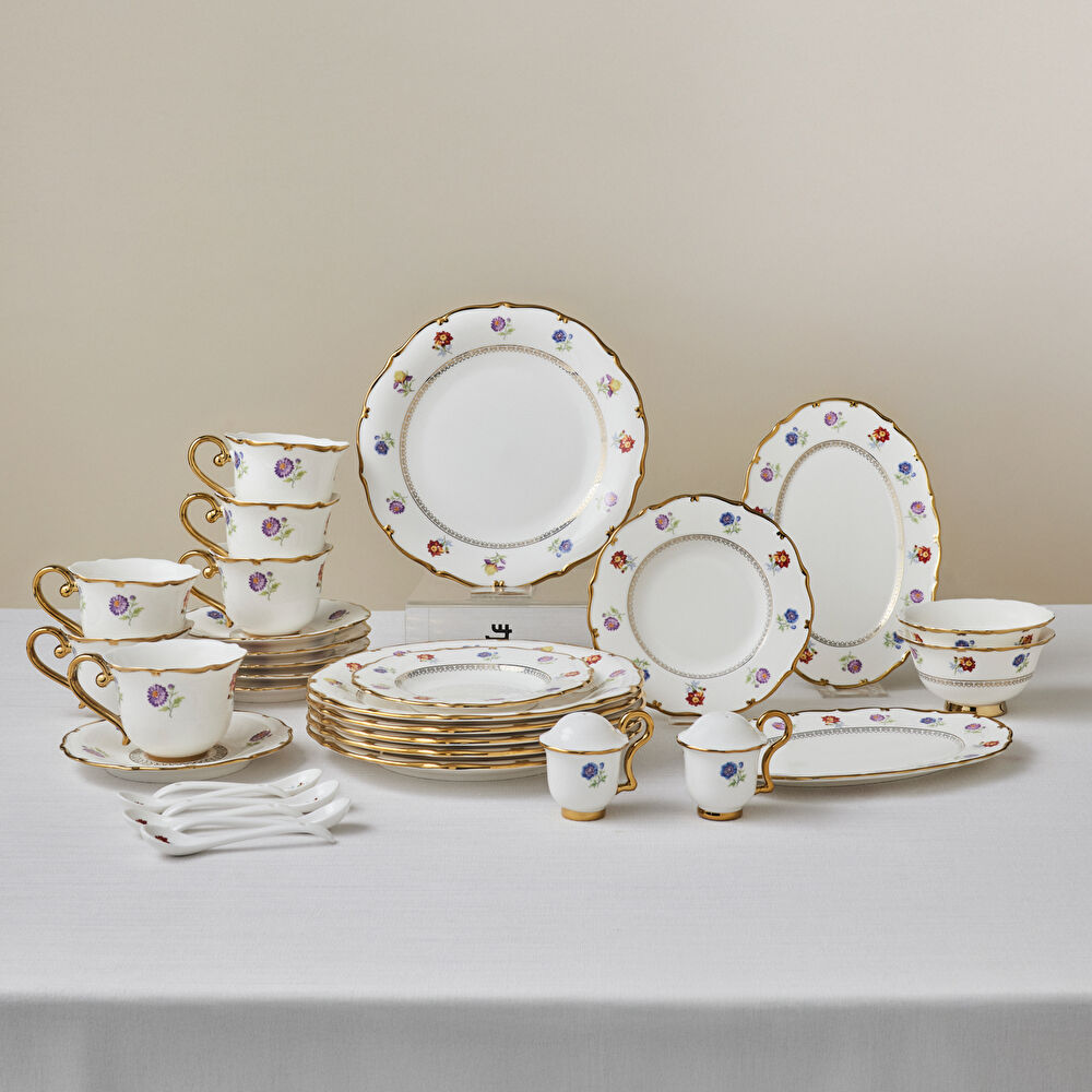 Karaca Royal Bone Diana 32 Parça 6 Kişilik Kahvaltı Takımı Gold