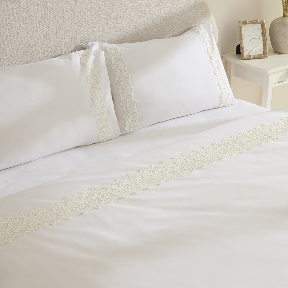 Karaca Home Nuvia Güpürlü Çift Kişilik Nevresim Takımı Beyaz görseli 4