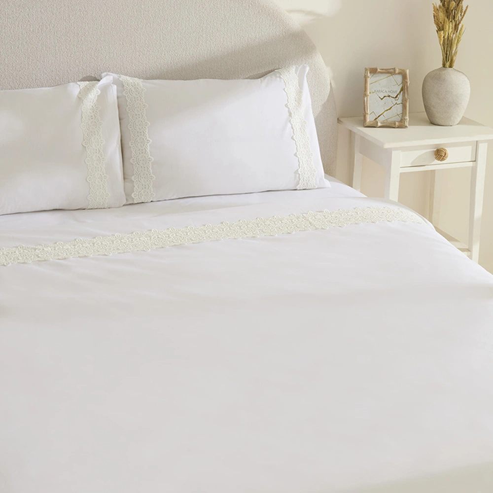 Karaca Home Nuvia Güpürlü Çift Kişilik Nevresim Takımı Beyaz görseli 5