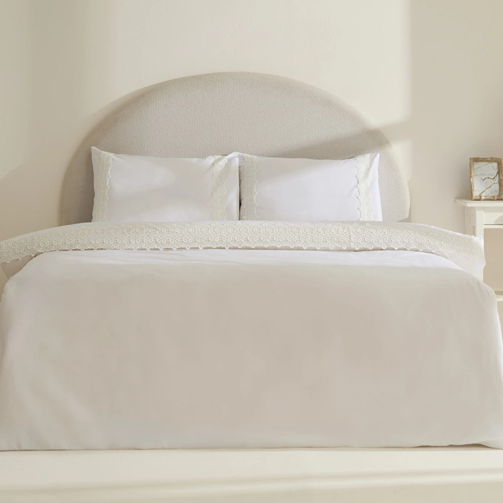 Karaca Home Nuvia Güpürlü Çift Kişilik Nevresim Takımı Beyaz görseli 8