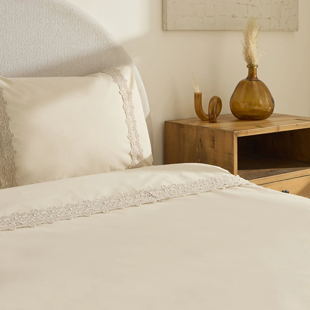 Karaca Home Nuvia Güpürlü Çift Kişilik Nevresin Takımı Bej görseli 6