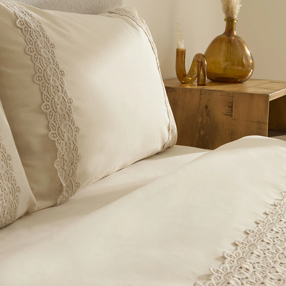 Karaca Home Nuvia Güpürlü Çift Kişilik Nevresin Takımı Bej görseli 7