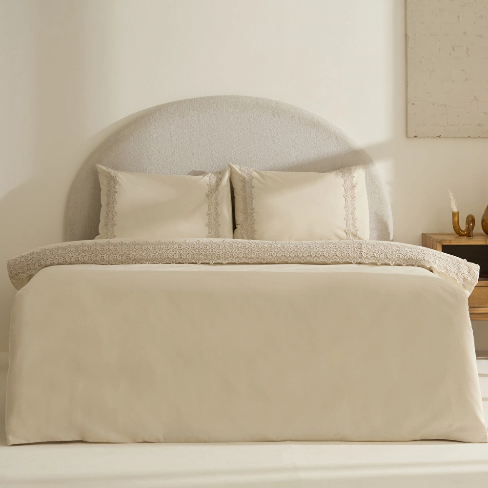 Karaca Home Nuvia Güpürlü Çift Kişilik Nevresin Takımı Bej görseli 8