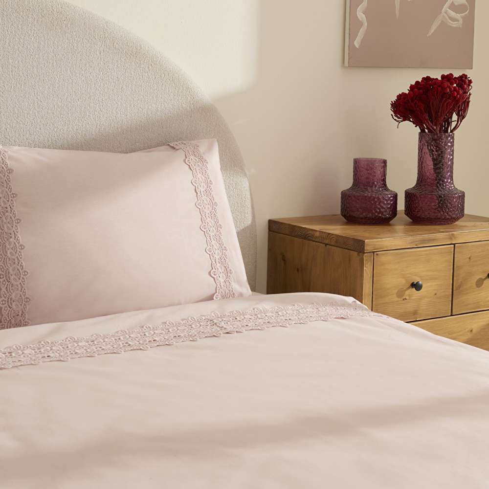 Karaca Home Nuvia Güpürlü Çift Kişilik Nevresim Takımı Pudra görseli 6