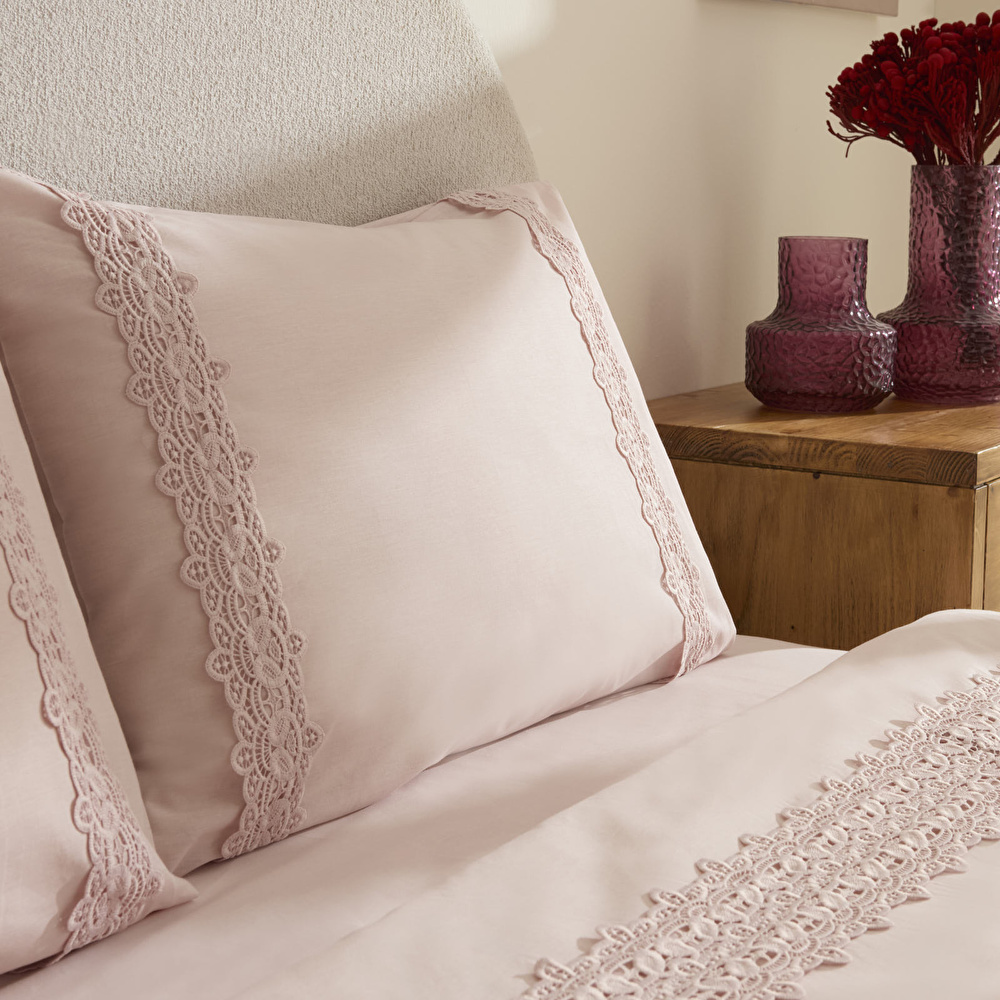 Karaca Home Nuvia Güpürlü Çift Kişilik Nevresim Takımı Pudra görseli 7
