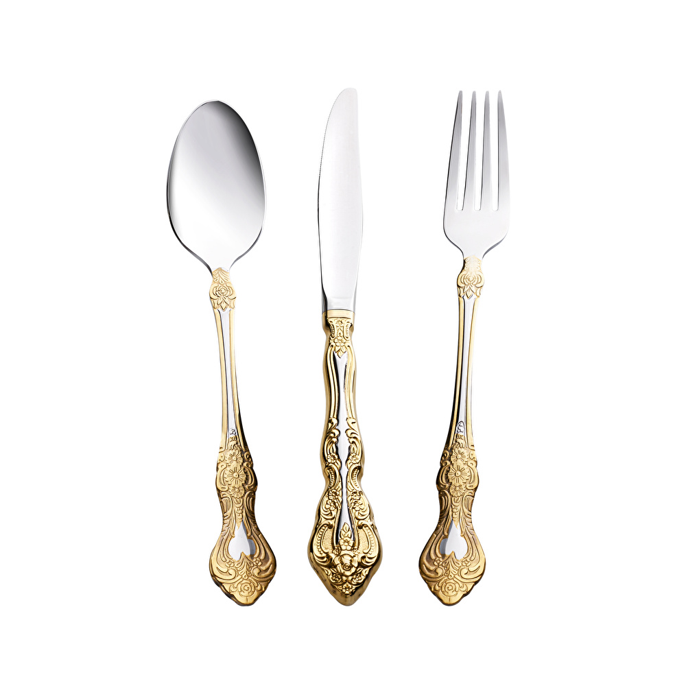 Karaca Juliet 12 Kişilik 84 Parça Çatal Kaşık Bıçak Takımı Gold thumbnail 3