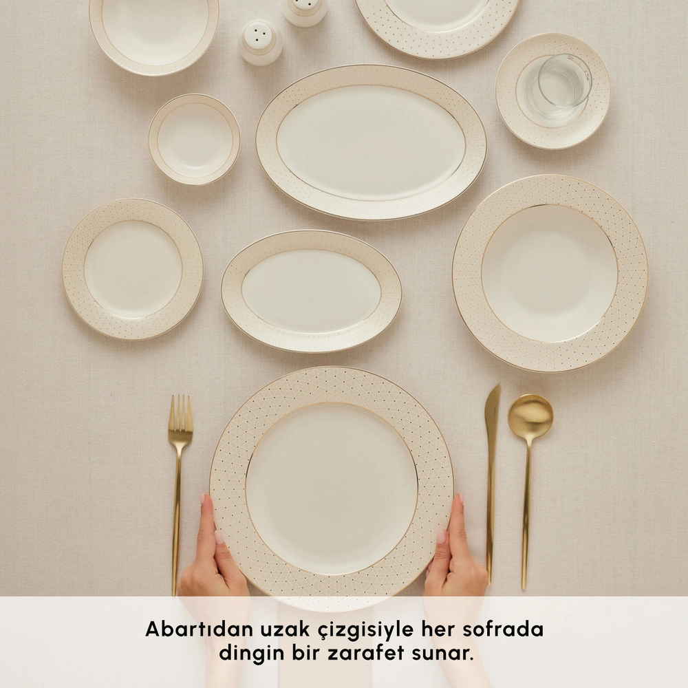 Karaca Elegance Bone Alessa 60 Parça 8 Kişilik Yemek Takımı ve Kahvaltı Seti görseli 4