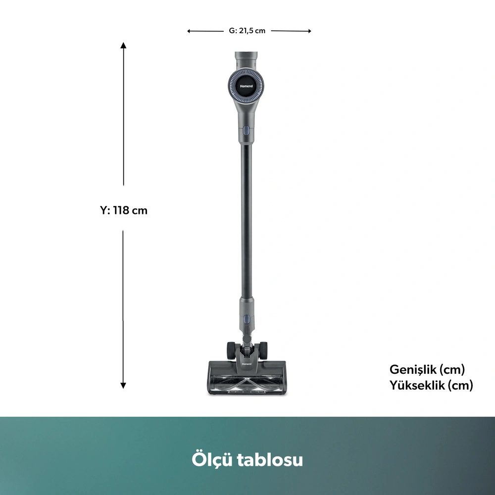 Homend Dustrider 1271H 160W Şarjlı Dikey Süpürge 12 KPA görseli 2