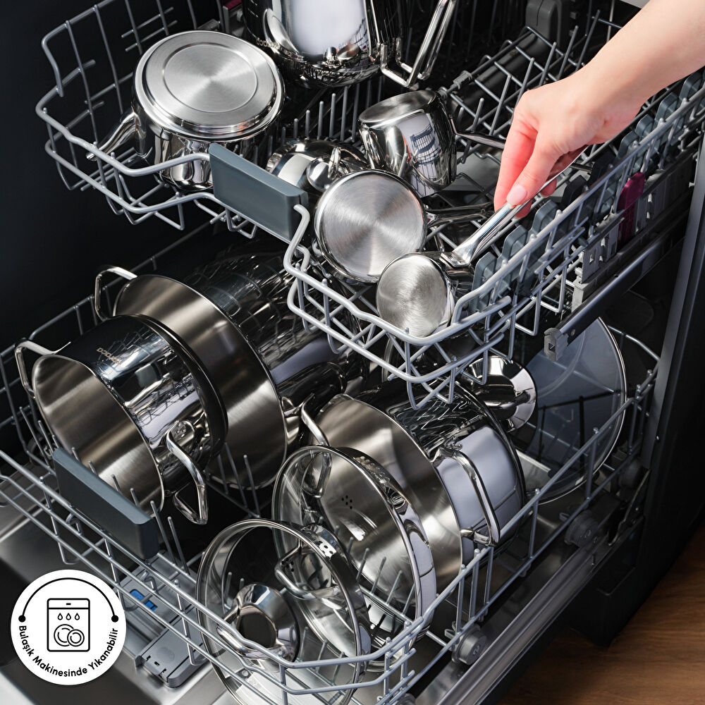 Karaca Vapor İndüksiyon Tabanlı 15 Parça Çelik Süzgeç Kapaklı Tencere Çaydanlık ve Cezve Seti thumbnail 6