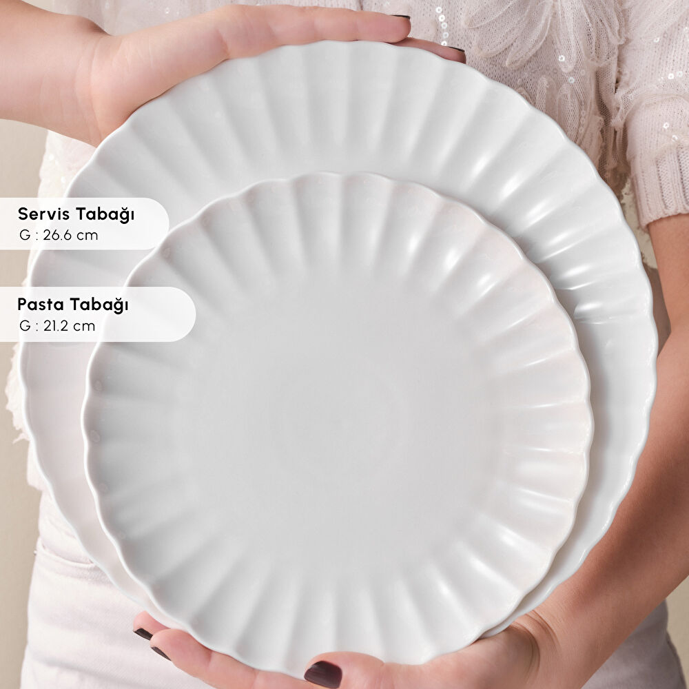 Karaca Stream Bone Umbrella 53 Parça 12 Kişilik Yemek Takımı Beyaz thumbnail 7