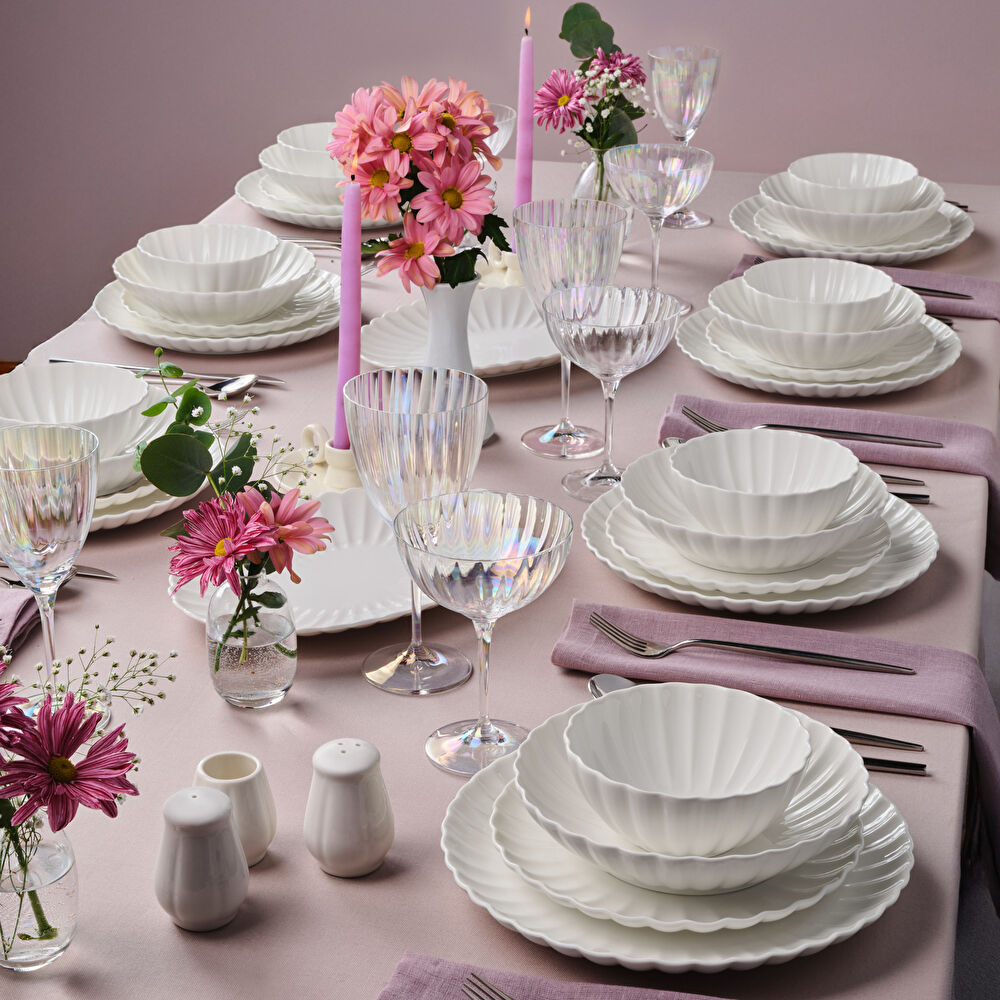 Karaca Stream Bone Umbrella 53 Parça 12 Kişilik Yemek Takımı Beyaz thumbnail 5