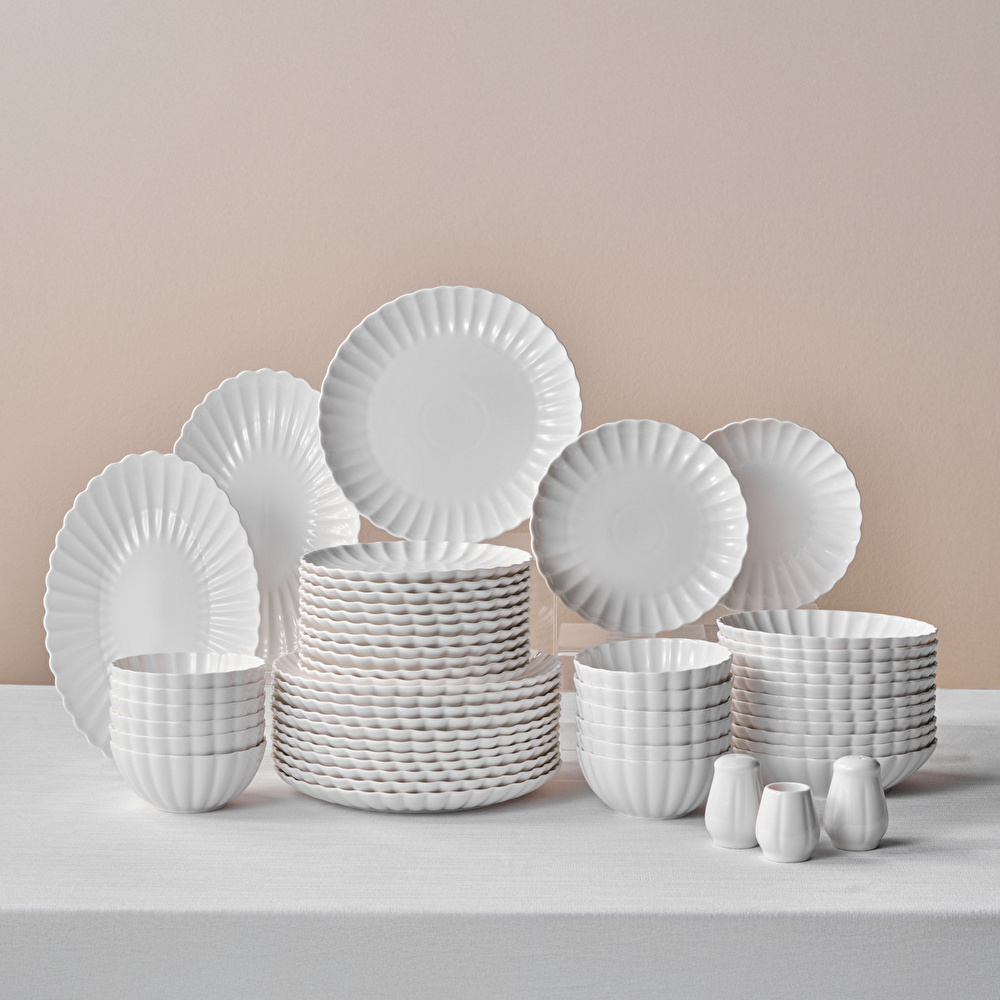 Karaca Stream Bone Umbrella 53 Parça 12 Kişilik Yemek Takımı Beyaz