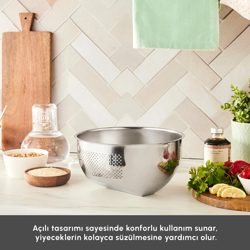 Karaca Mutfaksever Flow Çelik Süzgeçli Yıkama Kabı 24 cm görseli 3