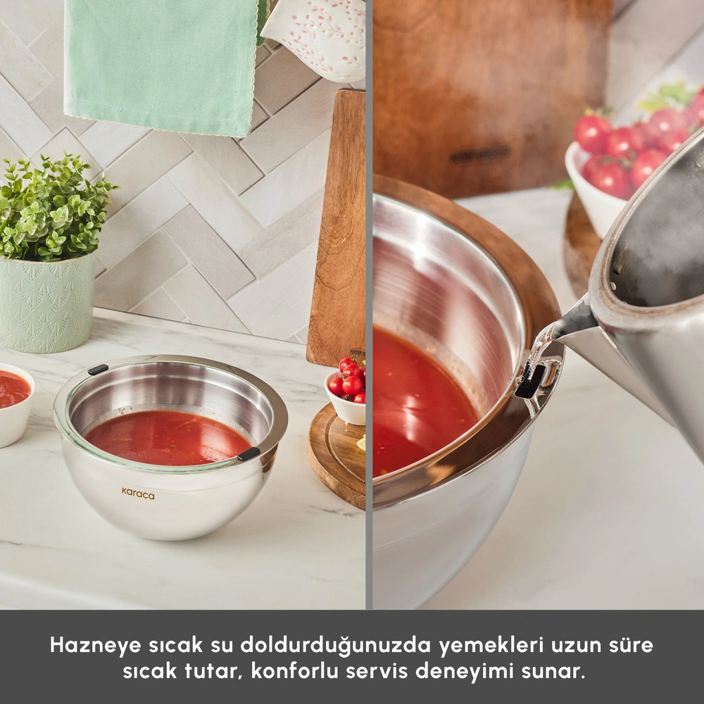 Karaca Mutfaksever Ice Hot Bowl Çelik Servis Kasesi 20 cm görseli 3