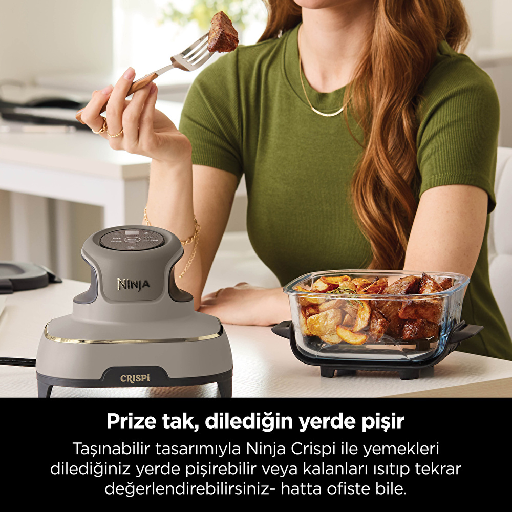 Ninja Crispi 4 in 1 Taşınabilir Cam Hazneli Pişirme Sistemi - Stone görseli 2