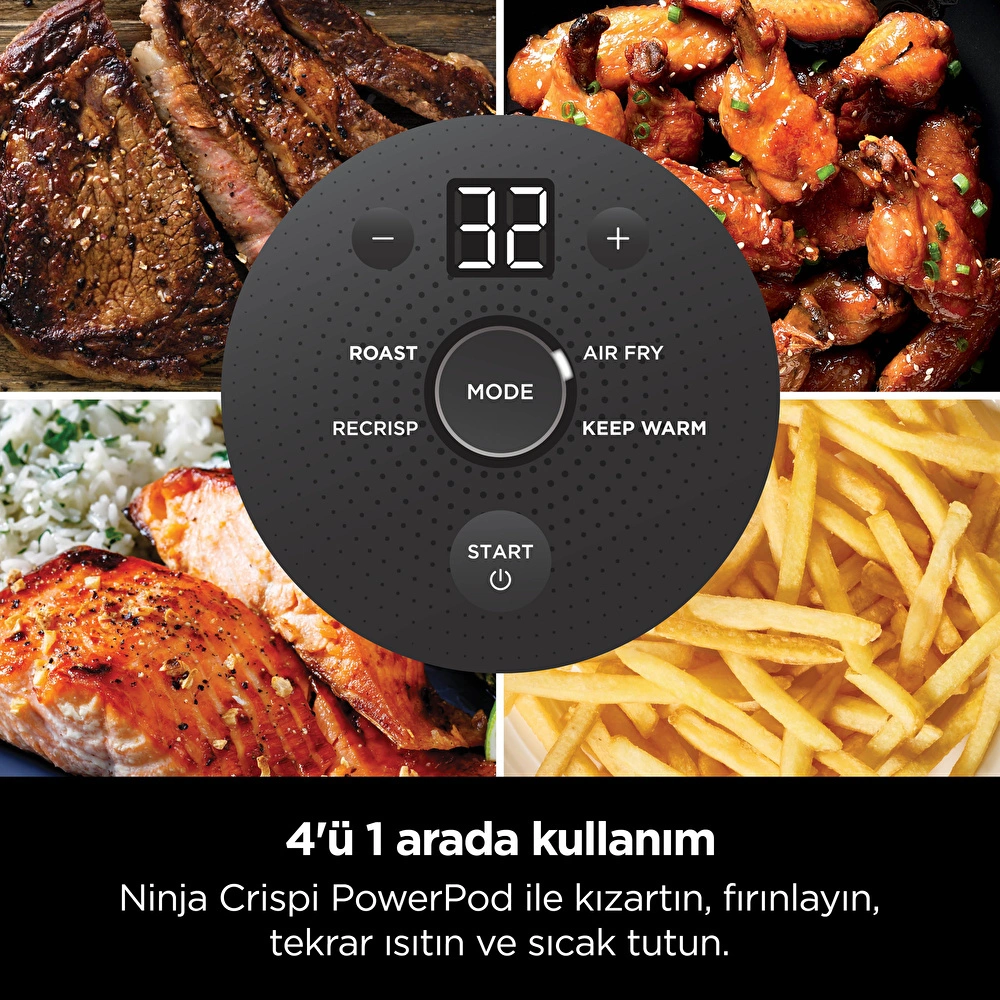 Ninja Crispi 4 in 1 Taşınabilir Cam Hazneli Pişirme Sistemi - Stone görseli 3