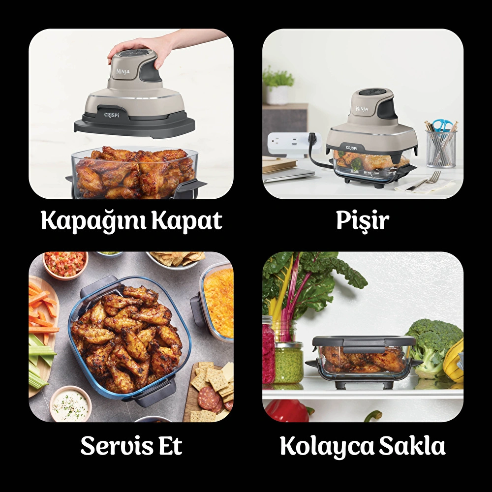 Ninja Crispi 4 in 1 Taşınabilir Cam Hazneli Pişirme Sistemi - Stone görseli 7