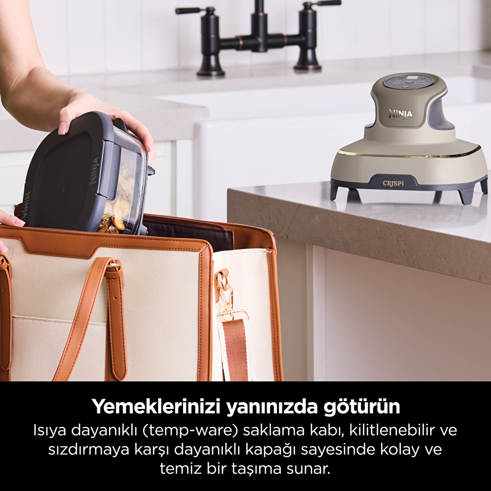 Ninja Crispi 4 in 1 Taşınabilir Cam Hazneli Pişirme Sistemi - Stone görseli 5