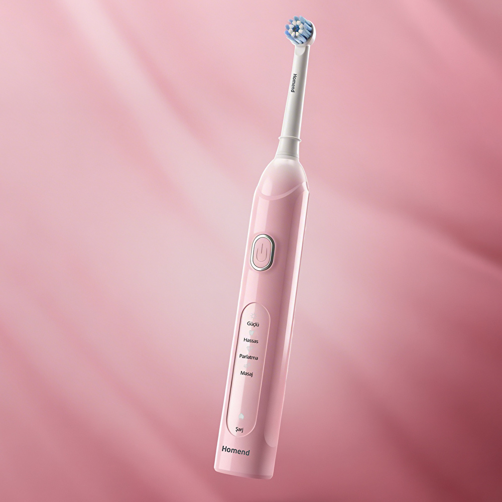 Homend Brushboss 4701H 4 Modlu 21 Gün Kullanım Süreli Akıllı Zamanlayıcılı Şarjlı Diş Fırçası Pembe görseli 1