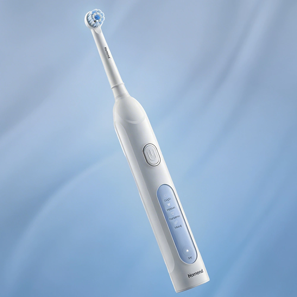 Homend Brushboss 4701H 4 Modlu 21 Gün Kullanım Süreli Akıllı Zamanlayıcılı Şarjlı Diş Fırçası Beyaz görseli 1