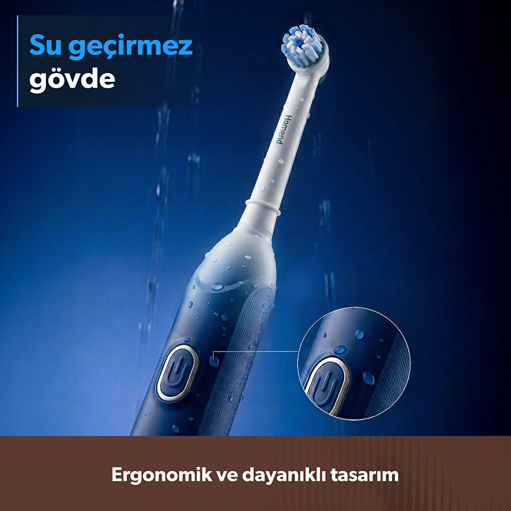 Homend Brushboss 4701H 4 Modlu 21 Gün Kullanım Süreli Akıllı Zamanlayıcılı Şarjlı Diş Fırçası Mavi görseli 7