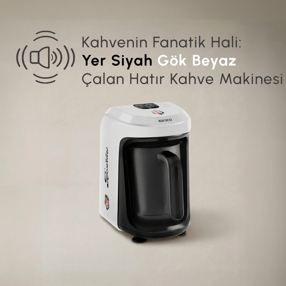Karaca x Beşiktaş Lisanslı Hatır Hüps Marş Söyleyen 5 Fincan Kapasiteli Sütlü Türk Kahve Makinesi görseli 6