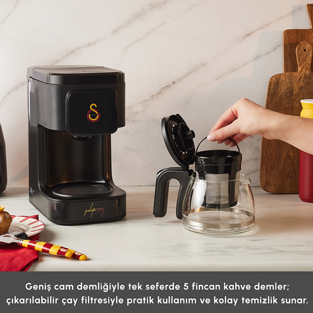 Karaca x Galatasaray Just Coffee Aroma 2 in 1 Filtre Kahve ve Çay Demleme Makinesi thumbnail 4