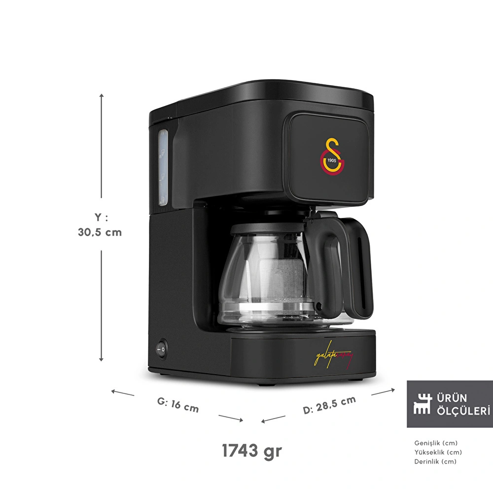 Karaca x Galatasaray Lisanslı Just Coffee Aroma 2 in 1 Filtre Kahve ve Çay Demleme Makinesi görseli 2