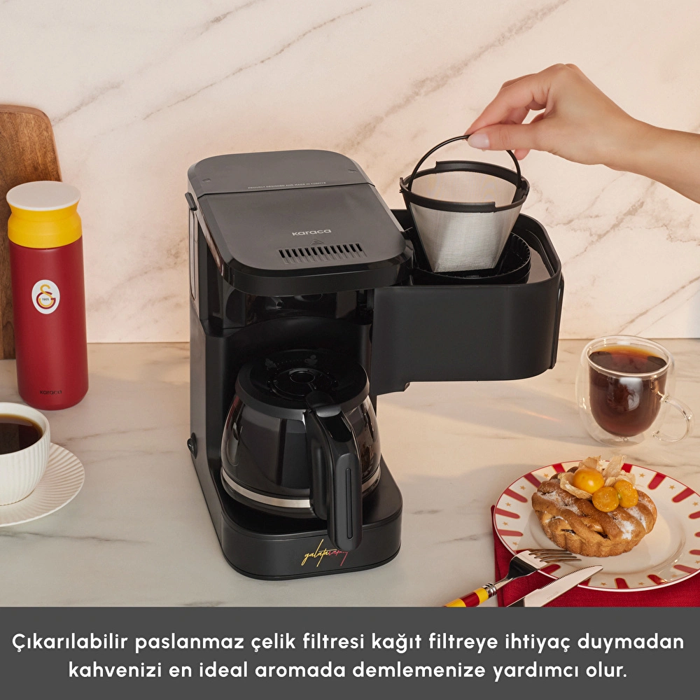 Karaca x Galatasaray Lisanslı Just Coffee Aroma 2 in 1 Filtre Kahve ve Çay Demleme Makinesi görseli 6