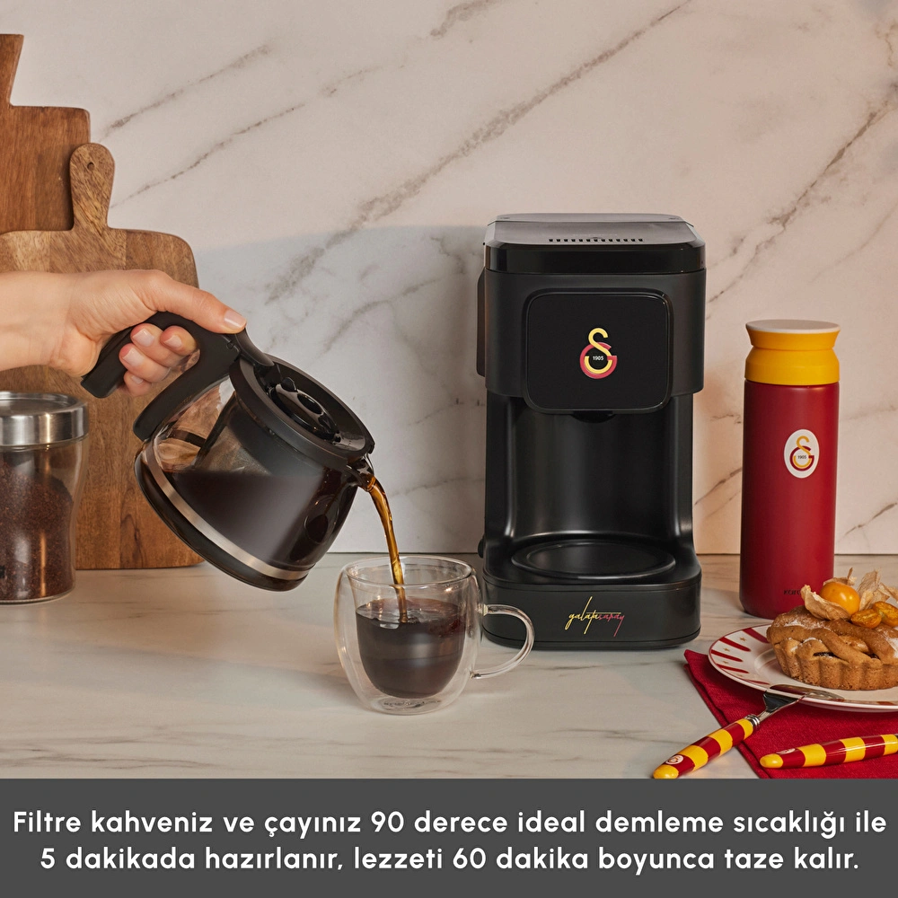 Karaca x Galatasaray Lisanslı Just Coffee Aroma 2 in 1 Filtre Kahve ve Çay Demleme Makinesi görseli 5