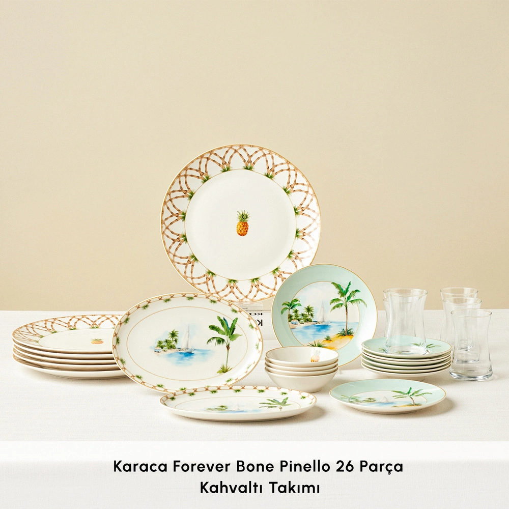 Karaca Forever Bone Pinello 26 Parça 6 Kişilik Kahvaltı Takımı görseli 3