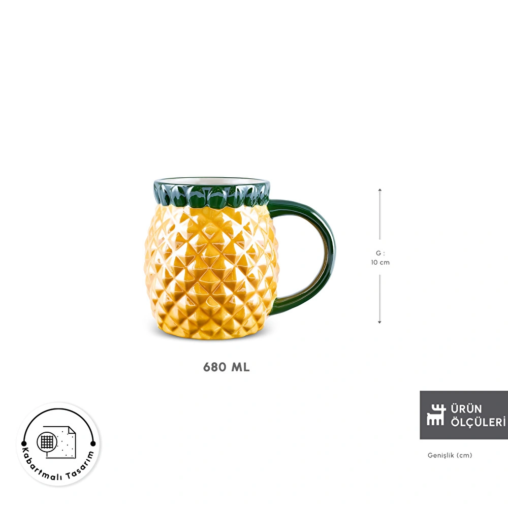 Karaca Pineapple Lüsterli 680 ml Mug görseli 2