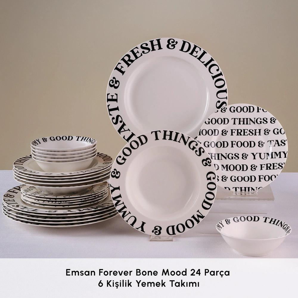 Emsan Forever Bone Mood 24 Parça 6 Kişilik Yemek Takımı görseli 3