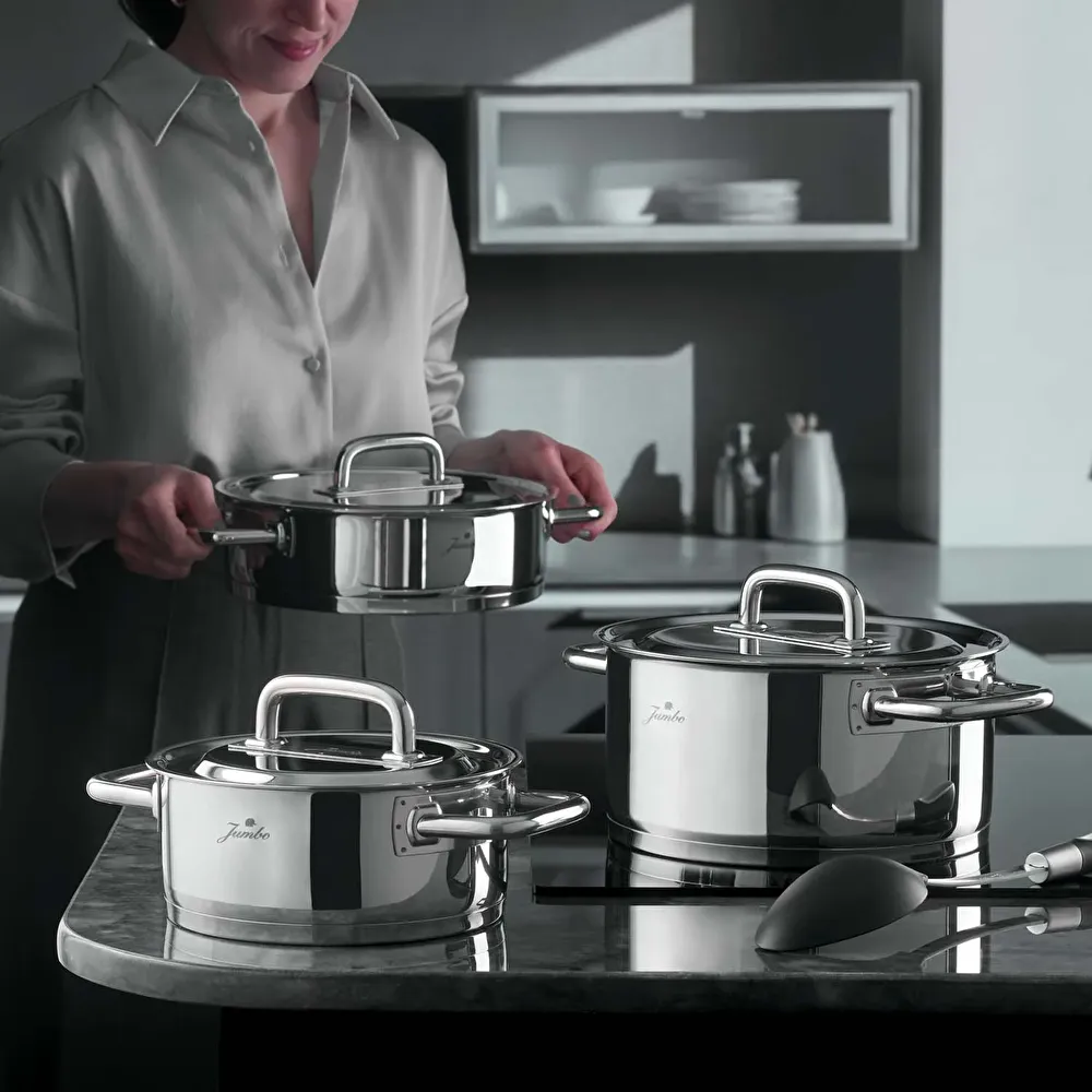 Jumbo Metalix 14 Parça Çelik Çeyiz Seti (Metalix 8 Parça Çelik Tencere Seti-Metalix Full Metal Çaydanlık-3'lü Cezve) thumbnail 8