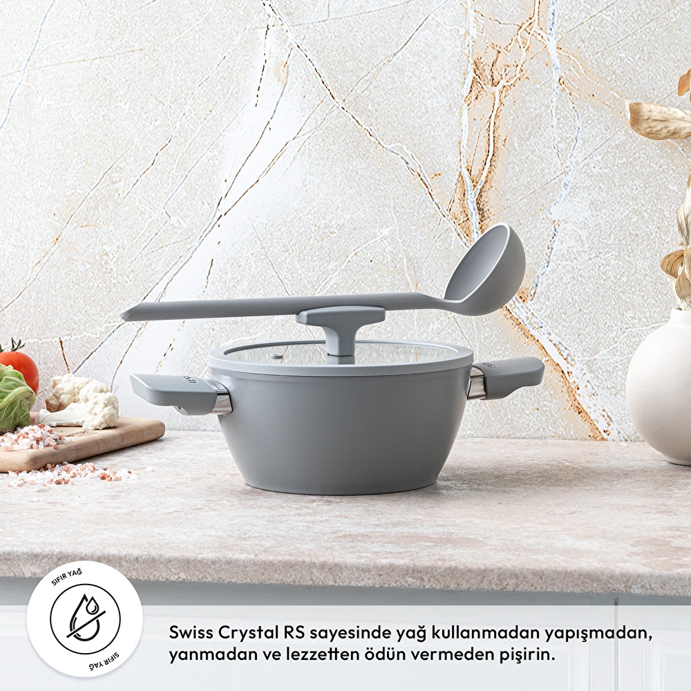 Emsan Swiss Cyrstal RS Derin Tencere Gri 20 cm görseli 2