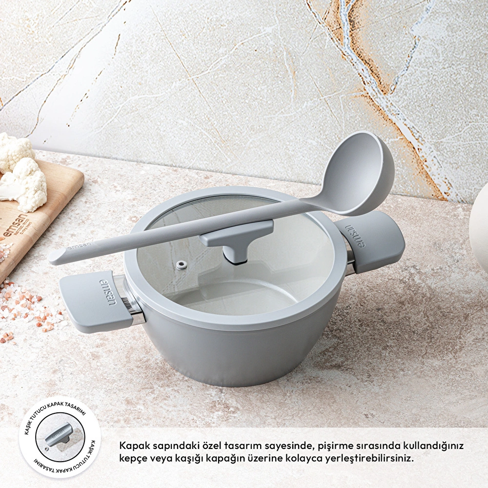 Emsan Swiss Cyrstal RS Derin Tencere Gri 20 cm görseli 3