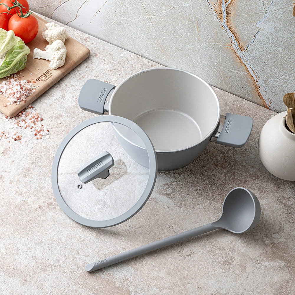 Emsan Swiss Cyrstal RS Derin Tencere Gri 20 cm görseli 4