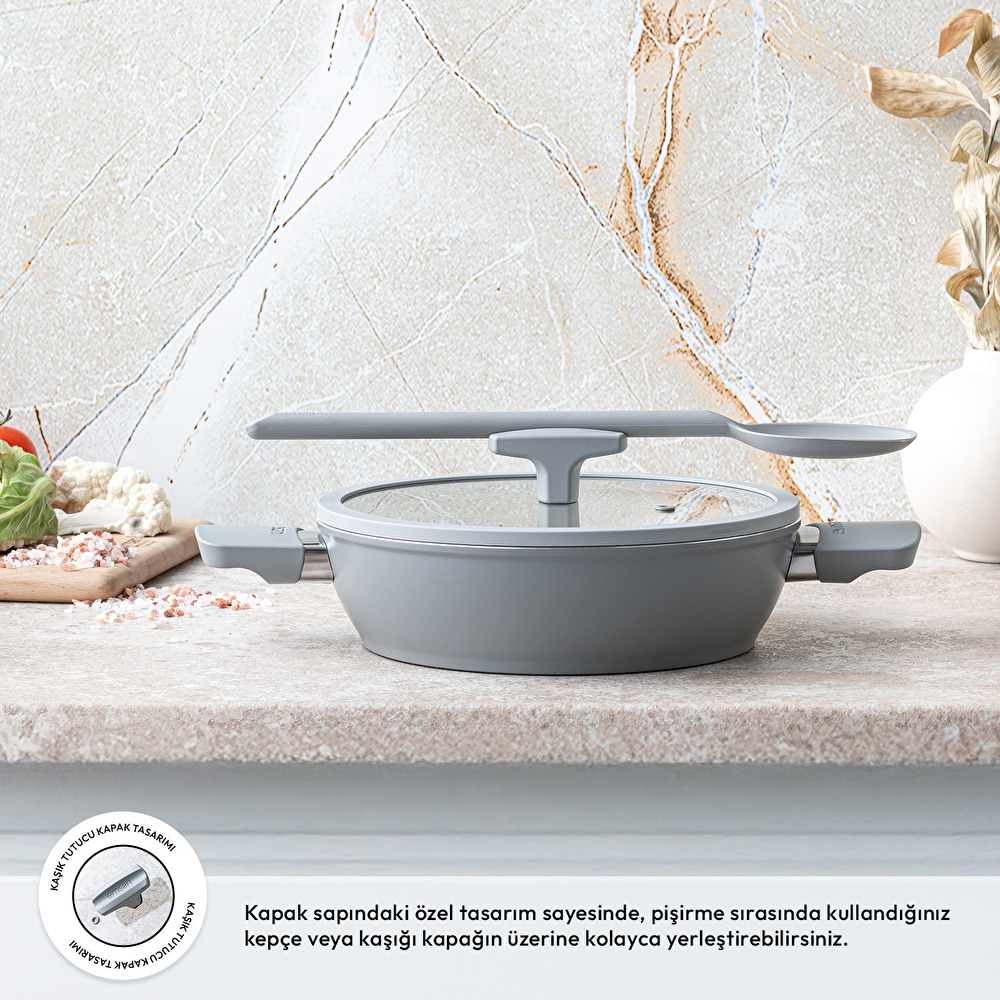 Emsan Swiss Cyrstal RS Karnıyarık Tenceresi Gri 24 cm görseli 2
