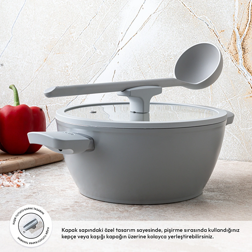 Emsan Swiss Cyrstal RS Derin Tencere Gri 24 cm görseli 3