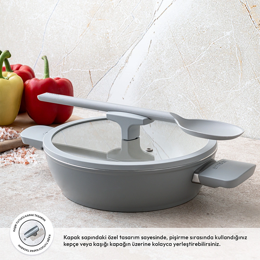 Emsan Swiss Cyrstal RS Karnıyarık Tenceresi Gri 26 cm görseli 2